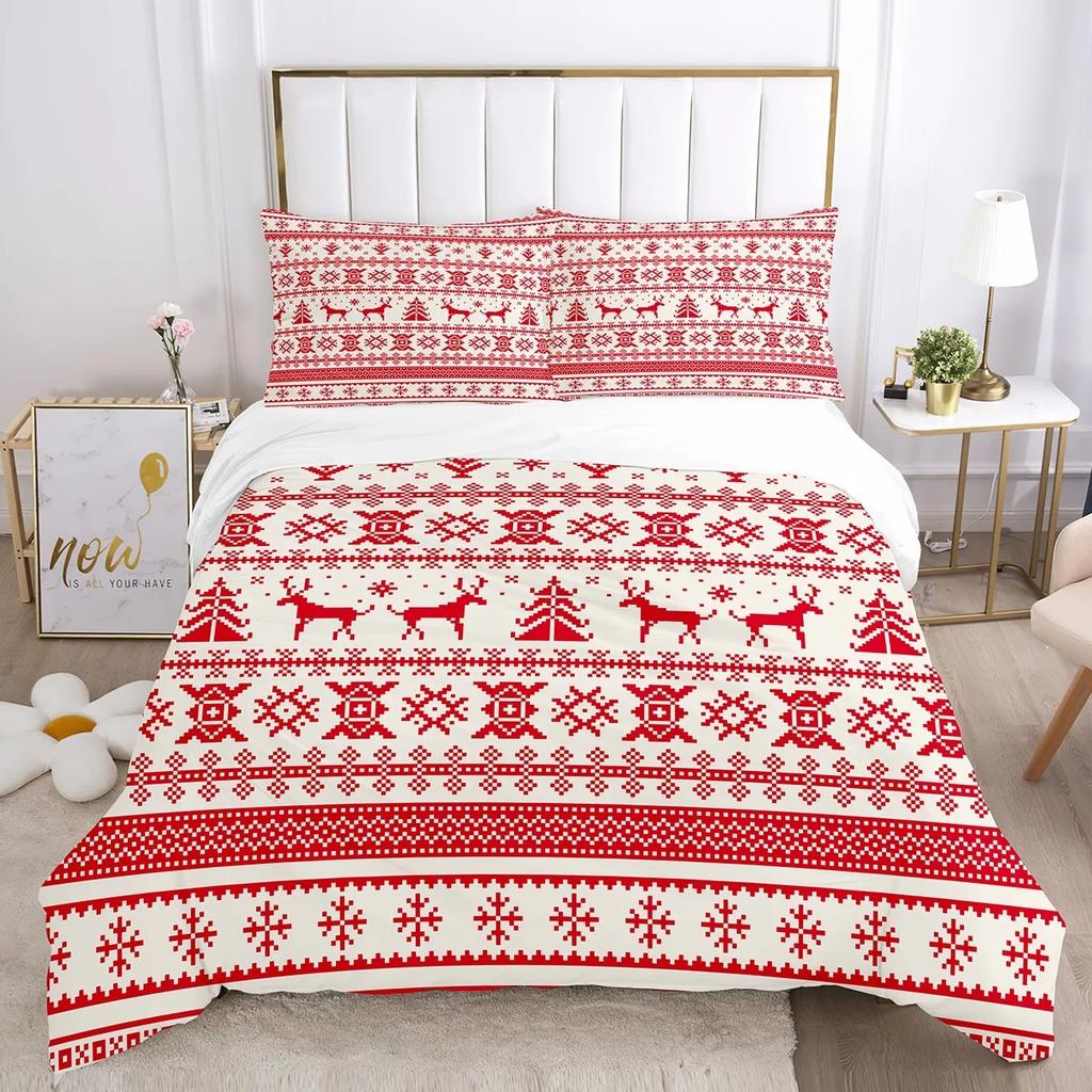 Rosa Rot Weihnachten Bettwäsche Set Niedlich Ohne Füllung Bettbezug Kissenbezug Einzel Doppel Kinder Erwachsene Neujahrsgeschenk Heimdeko Bettwäsche
