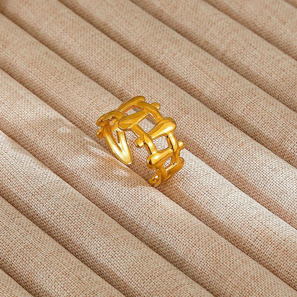 1Pcs Stainless Steel Ring Set with Zirconia, Metal Style Finger Ring, Index Finger Ring