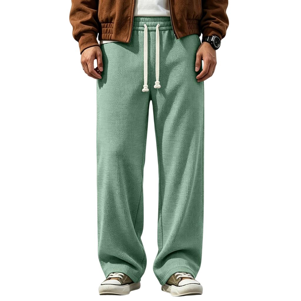 Men's Knit Relaxed Fit Straight Leg Casual Sweatpants with Drawstring Elastic Waist for Everyday Wear