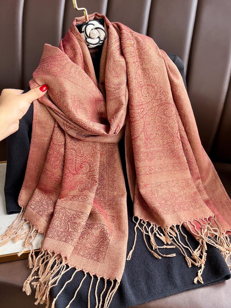 New Ethnic Autumn Pashmina Hijab Shawl Muslim Women Warm Winter Scarves Luxury Jacquard Female Foulard Hijab Stoles Headscarf