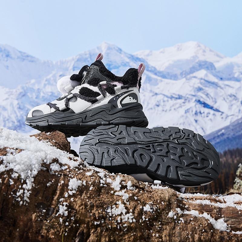 Anta Kids Trendy Fashion Thickened Warm Durable Non-Slip Mid-Top Casual Shoes Kids Casual Shoes Black Gray A22449961-3