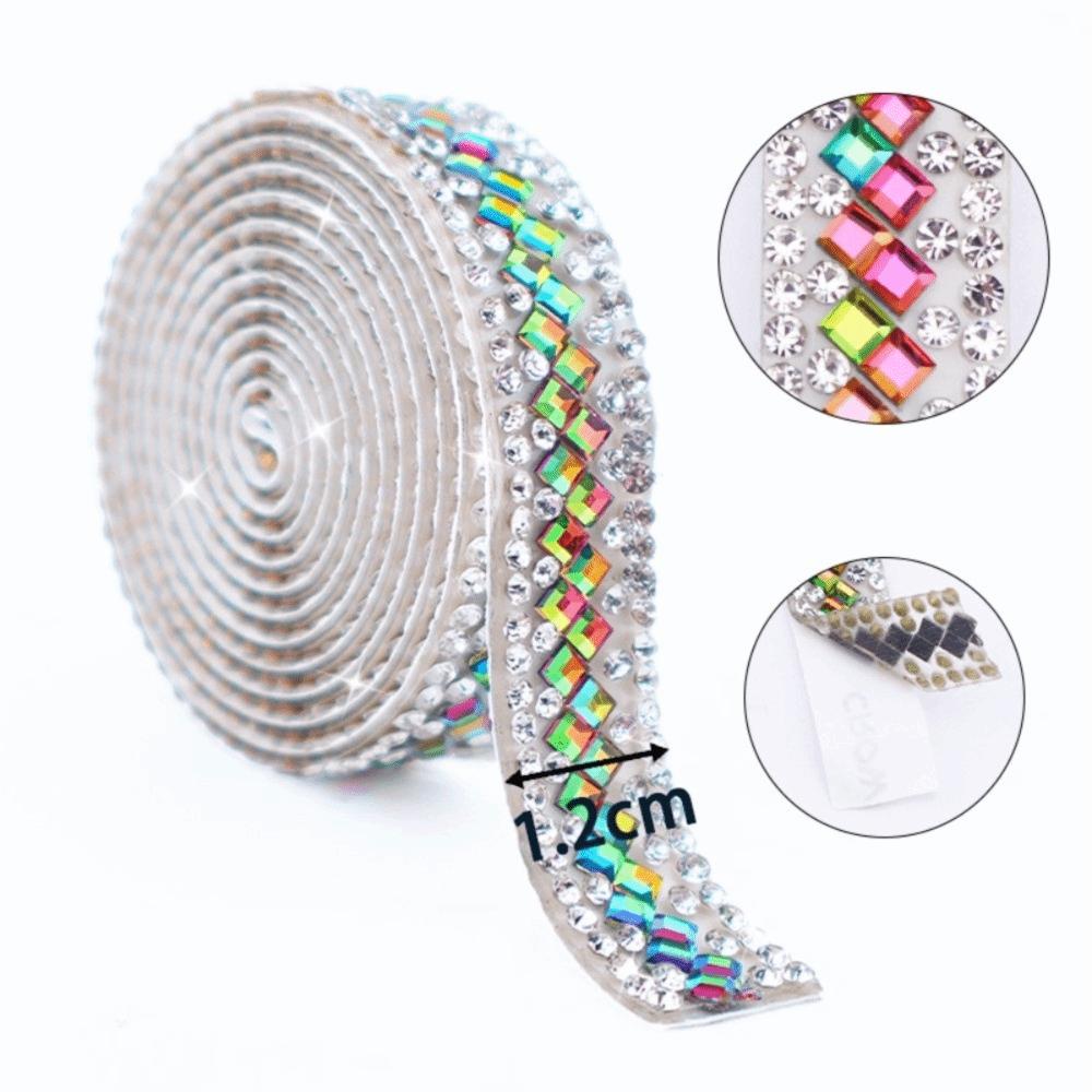 3 Yards Self Adhesive Glass Rhinestone Flexible Sparkling Rhinestone Strip Shiny DIY Decoration Apparel Accessory Clothing Decor