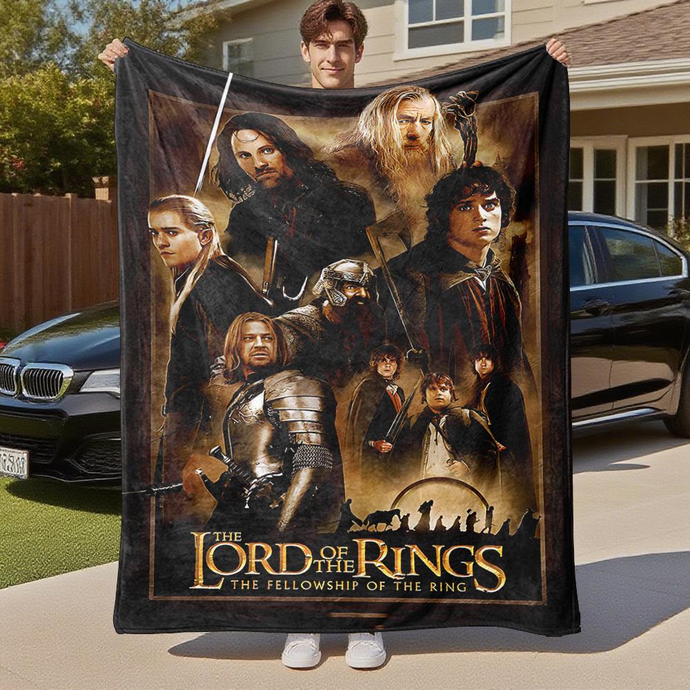 1PC Lord of the Rings Fellowship of the Ring Outdoor Flannel Blanket Soft Plush Decor for Picnics, camping,Bedroom, Playroom, Office1233A 75X95CM