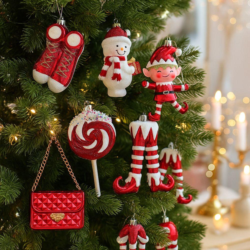 Santa Claus Christmas Elf Pendant Shiny Red Merry Christmas Decor  Holiday Party Decor