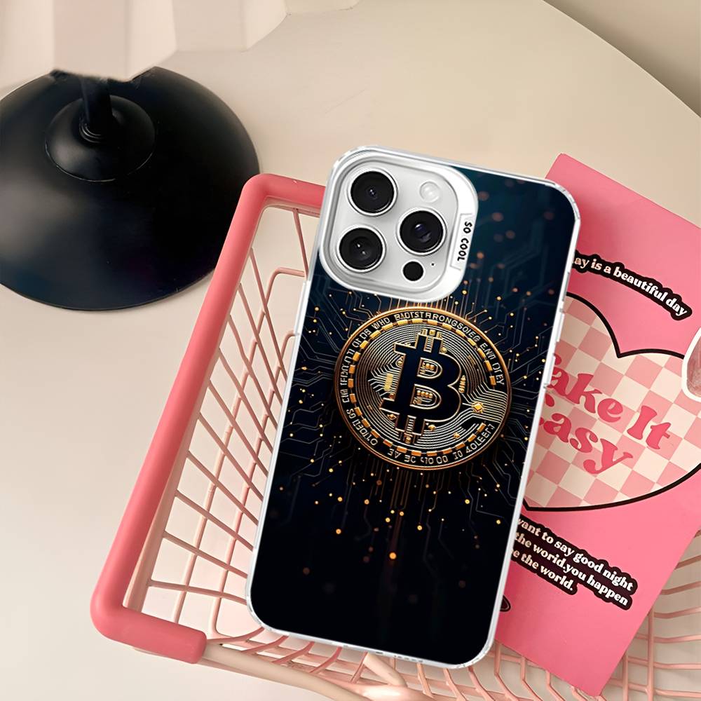 B-Bitcoin Phone Case Color Silver Shell For LPhone 17 16 16e 15 14 13 12 11 Pro Max Plus