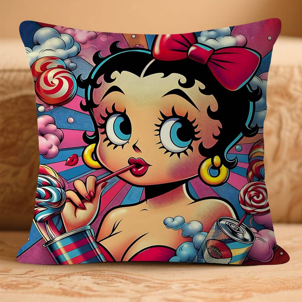 

B-Betty Boop Pillow Cover For Bedroom Room And Living Room Sofa Decorative Cushion Cover 16x16Inch