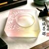 Elegant Glass Ink Dish Tray Multifunctional Chinese Calligraphy Brush Rest Paperweight
