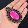 Pink Dendrite Opal Gemstone Pure Copper Wire Wrapped Handmade Pendant Jewelry