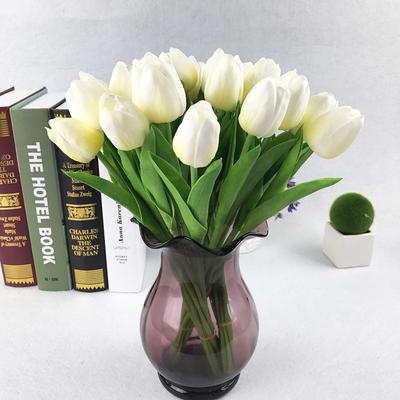 Künstliche Tulpenblumen Realistisches PU-Material UV-beständig Künstliche Tulpen Hellgelb für Innen- und Außendekoration Hochzeitsstrauß