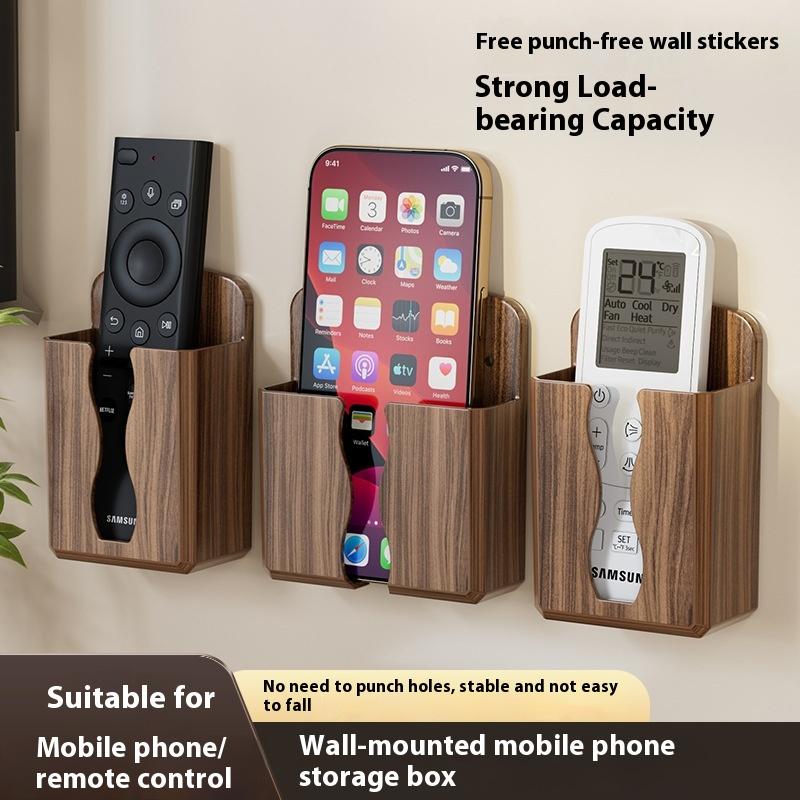 Punchless Wall Mounted Mobile Phone Charging Case Bracket Pasted Remote Control Base Bathroom Storage Rack Holder