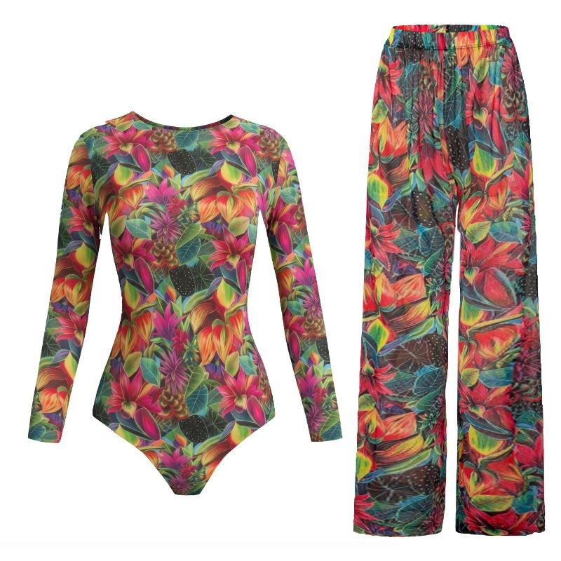 Costume da Bagno Solare Donna Alta Elasticità Ispessito Rete Pantaloni Larghi Costumi da Bagno Europei e Americani Fitness Intero