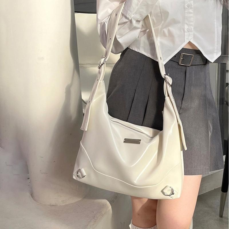 Simple White Shoulder Bags Women's Soft PU Leather Tote Bag All-match Large Capacity Bags for Commuter Fashion Female Handbags