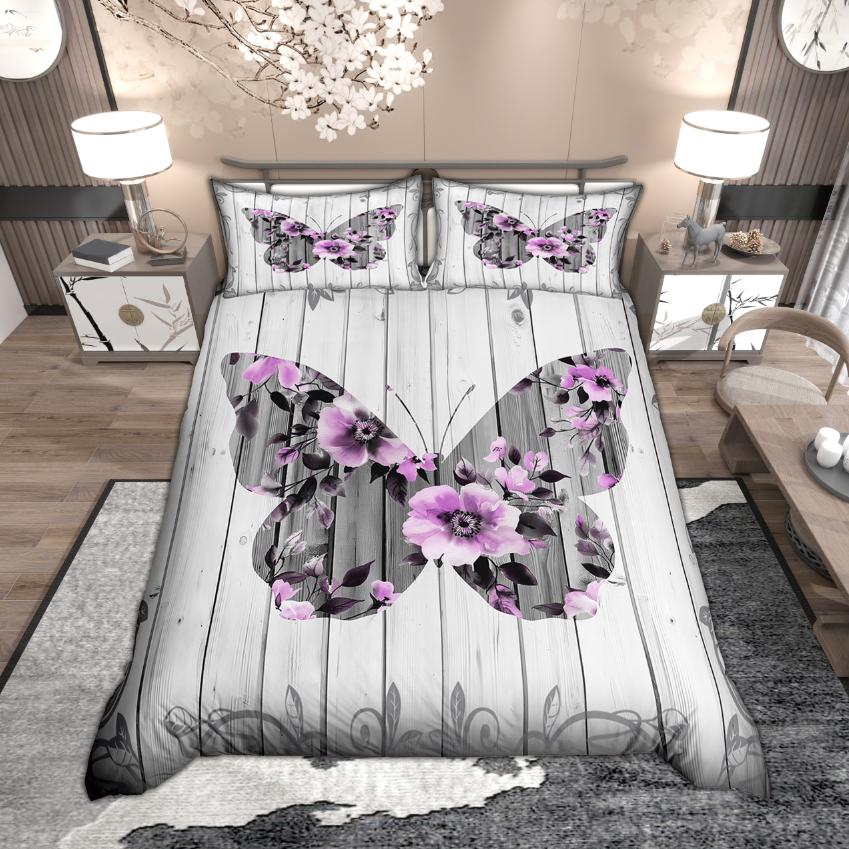 Homewish Vintage Floral Duvet Cover Set for Girls Women, Garden Flower Bedding Set, Chic Blossoms Quilt Cover Set