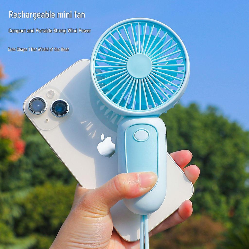 2026 USB Rechargeable Compact Handheld Lanyard Fan - Fresh Style & Portable Gift
