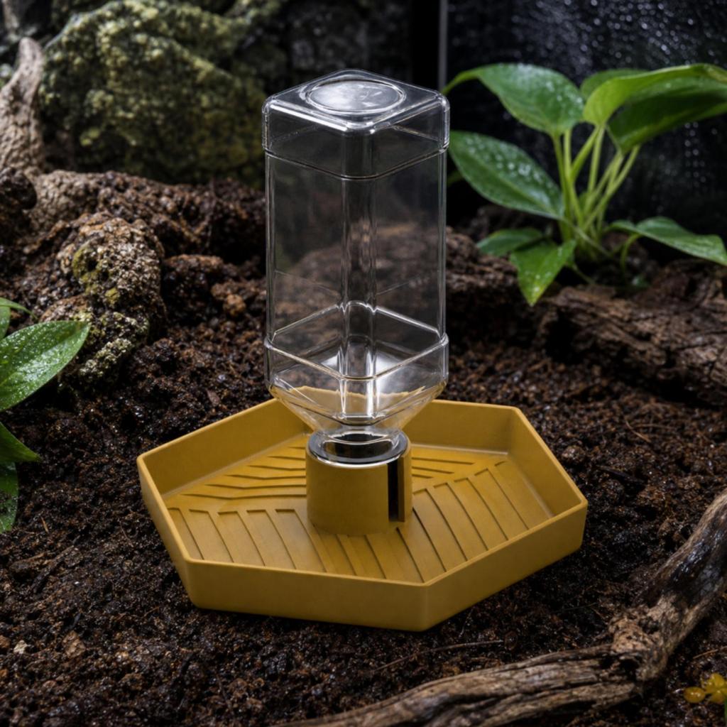 Automatic Reptile Water Dispenser | Low-Profile Base Design, Ribbed Interior