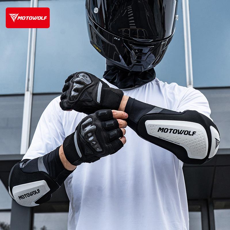 MOTOWOLF Motorrad Ellbogenschoner CE-zertifizierte Armschoner Schlagfest Atmungsaktiv Anti-Rutsch-Schutz für Dirtbike Motocross MTB