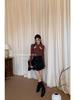 Shuzhi Women's Slimming French Rose Waist-Cinching Knitted Top