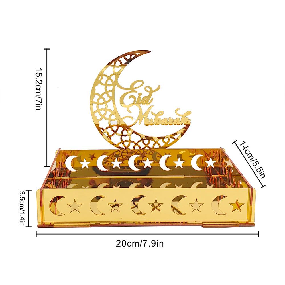 Eid Candy Tray Table Decoration Snack Dishes Box Islam Muslim Festival Party Supplies Ramadan Acrylic Holder Home Decor Supplies