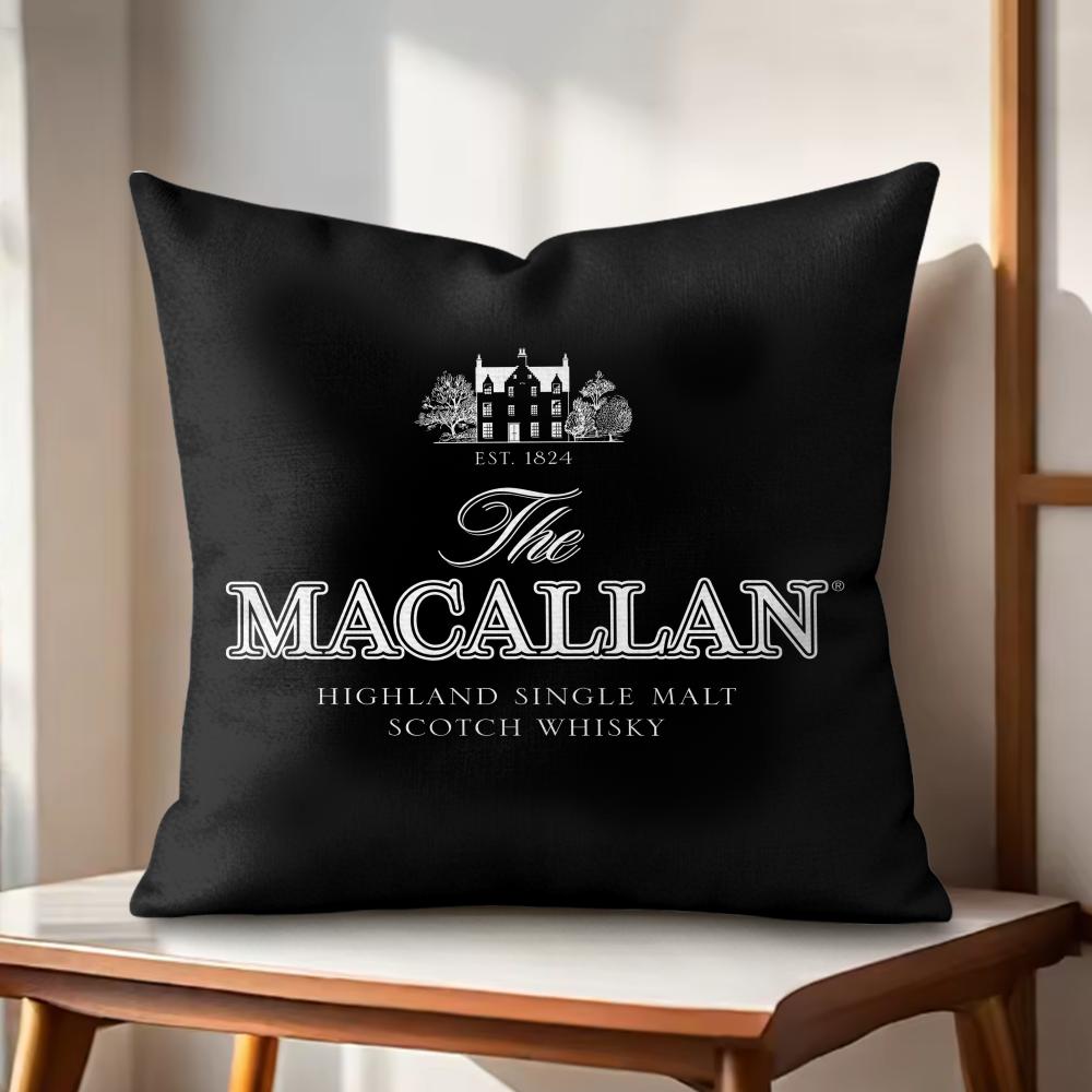 

MMacallanNS wWhiskey logo Cushion Cover Natural Linen Organic Fabric DoubleSided Printing Couch Pillow Covers Home Decor 30x30cm