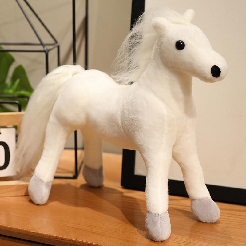 Simulation animal black pony doll plush toy small white horse zodiac horse doll children's doll