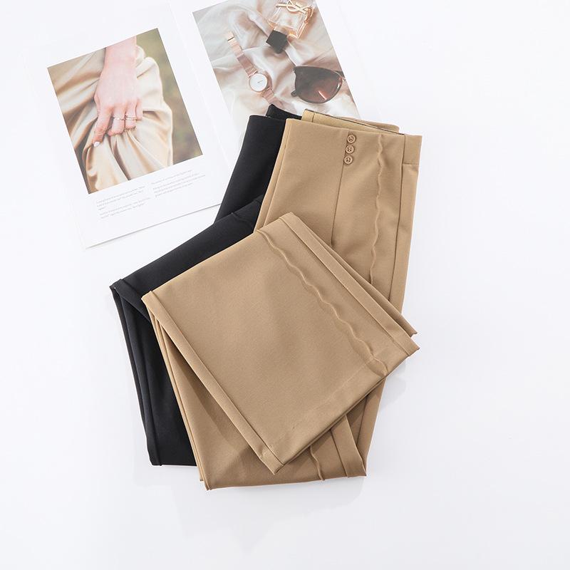 Women's Black Flared Pants - High-End Casual Draping for Spring 2025