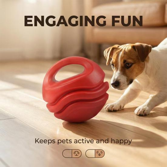 Kettlebell Dog Chew Toy Interactive Dog Toy Ball with Handle Teeth Cleaning Toy for Dogs Toss And Fetch Play Training