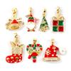2 Pcs Brass Christmas Charm Pendant 18K Gold Plated Candy Cane Christmas Hat Gift Box Elf Charms For Jewelry Necklace Making