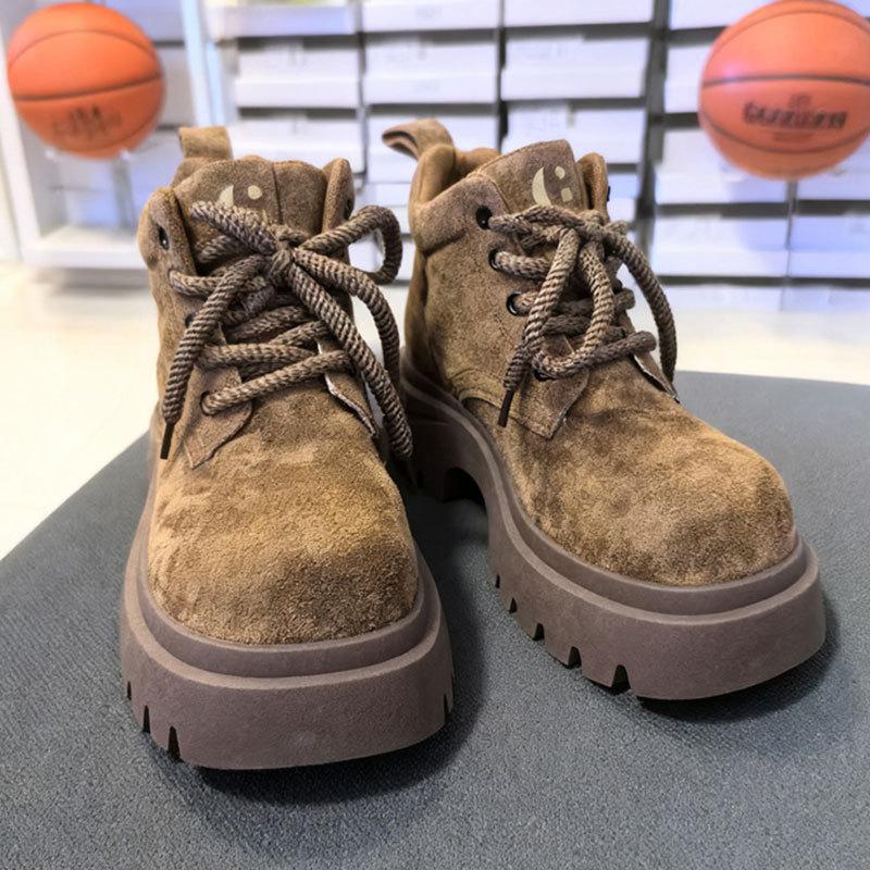 

Ретро модные ботинки Мартин на платформе женские весенне-осенние новые в британском стиле универсальные большие желтые ботинки женские 40 темно-коричневого