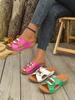 Modische Damen-Slipper aus grünem Leder, goldene Pantoletten mit offener Zehenpartie, Sommer-Strand, bequeme Plateausandalen, lässige Outdoor- und Alltagskleidung 2025