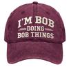 Men's Embroidered Baseball Cap Soft Top Adjustable Strapback Casual Outdoor Hat with Lettering Design Durable Cotton Material