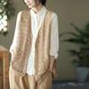Ethnic Style Women's Cotton Hollow Vest Single-breasted Thin Lace Vest Summer Loose Cardigan Vest Outwear