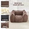 Giant Bean Bag Chair with pillow, Comfy Large Bean Bag Chairs for Adults and Kids, Faux Fur Floor Sofa for Living Room Bedroom Apartment,Khaki