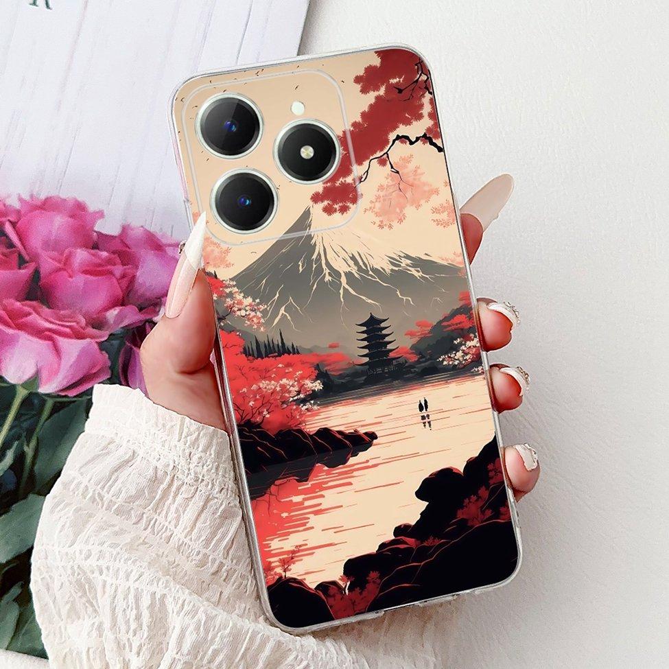 4G Clear For Realme Note 60 Case RMX3933 Luxury Butterfly Love Flowers Cool Lion Painted Phone Case For Realme Note 60X RMX3938