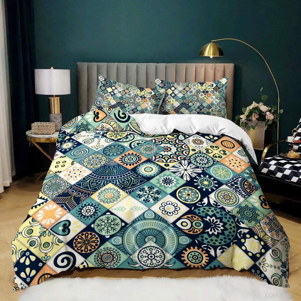 Ethnic Bohemian Kit 3D Digital Printing Bed Three-Piece Set Quilt Cover Pillowcase