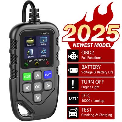 YM119 Multi-lingue Leggi le informazioni del veicolo Cancella/cancella i codici Scanner OBDII Funziona per tutte le auto Lettore di codici OBD2 Strumento di diagnostica per auto