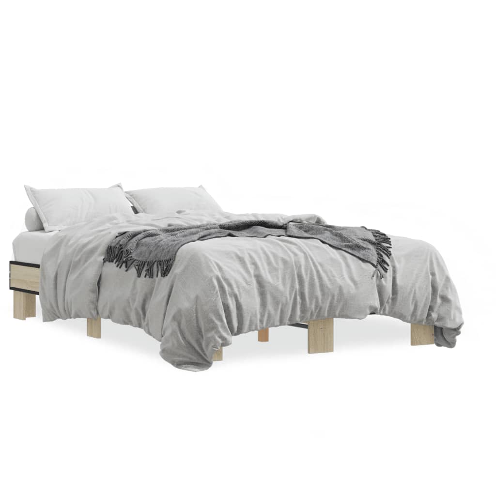 Bed Frame in Sonoma Oak Finish 120 x 200 cm Made of Wood Based Panel and Metal