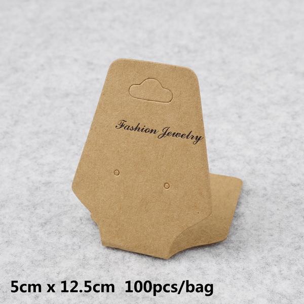 

100 шт./пакет, крафт-бумага, лента для волос, упаковка для карточек, ПВХ-бирки, демонстрационные карты для ювелирных изделий, серьги, браслет, ожерелье, подвесные открытки 5x12.5cm коричневый