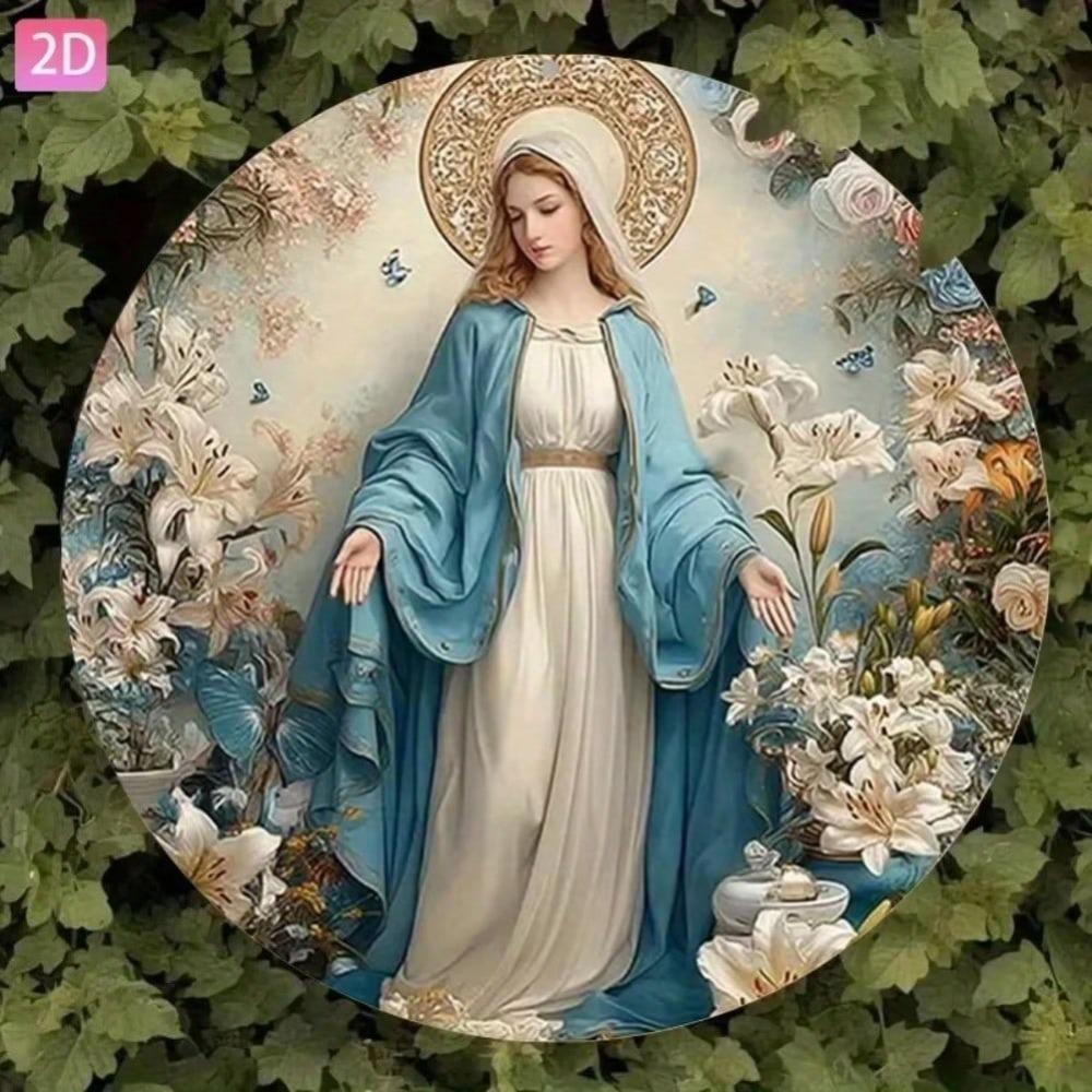 Metal Tin Sign Virgin Mary Wall Art Vintage Retro Outdoor Garden Decor