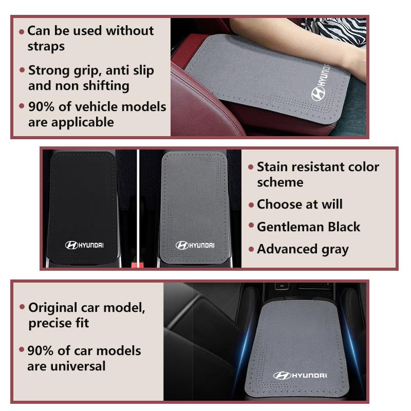 Suede Car Central Armrest Pad Scratch Resistant Anti Slip Cushion For Hyundai Tucson NX4 IX35 H7 2022 2021 2020 2019 2018 2009 AS1