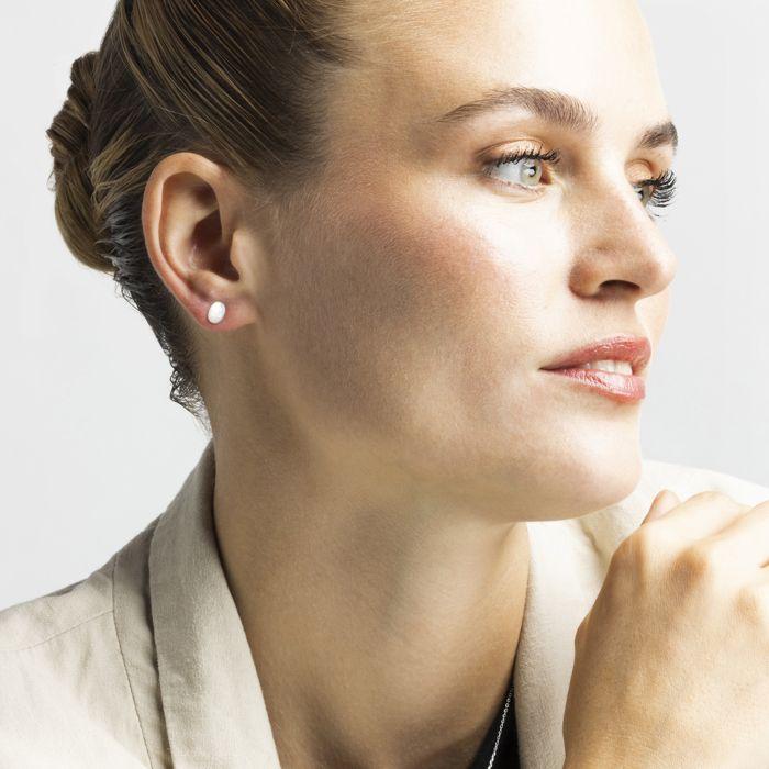 Luxenter Boucles d'oreilles en argent 925 avec nacre blanche finition en rhodiée - Yedia