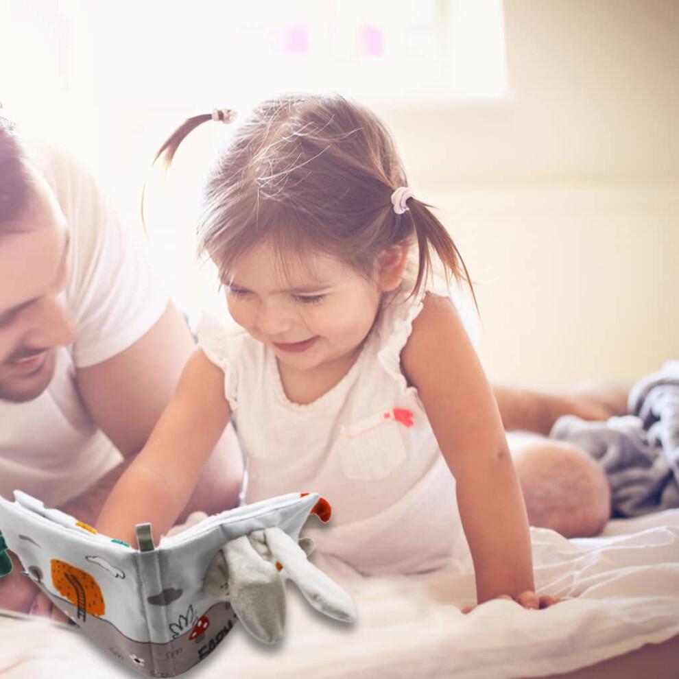 Baby Sensory Book with 3D Touch and Feel,  Contrast Crinkle Cloth Book Stroller Toy Rabbit