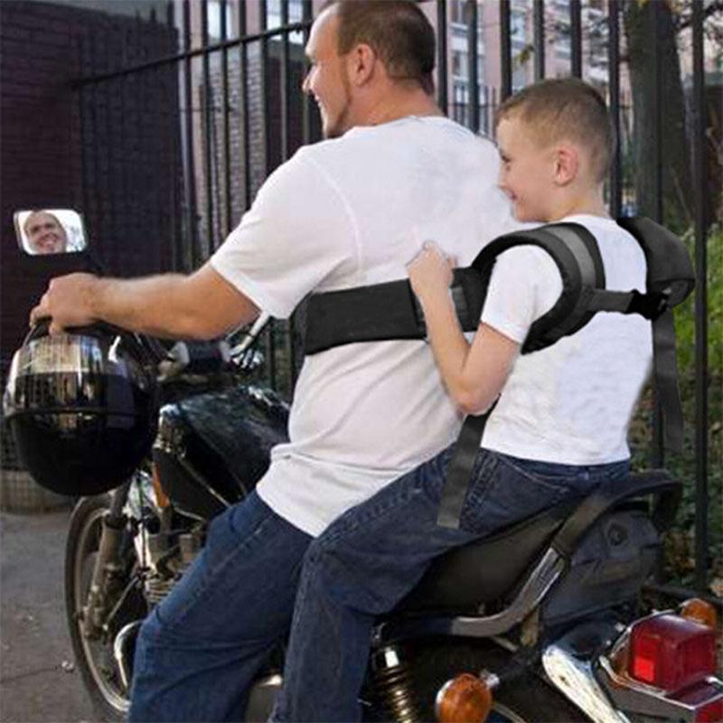 Motorrad-Sicherheitsgurt Kinder-Sicherheitsgeschirr Verstellbares Motorrad-Sicherheitsgeschirr Absturzsicherung Schwarz für Kind Kid