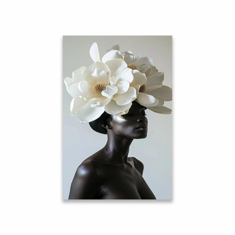 

Африканська жінка Полотно Мистецтво З Квітковою Головою Постер Квіткова Голова Жінка Полотно Картина Африканська Американка Сексуальна Жінка Принти Спальня 30X45cm no frame