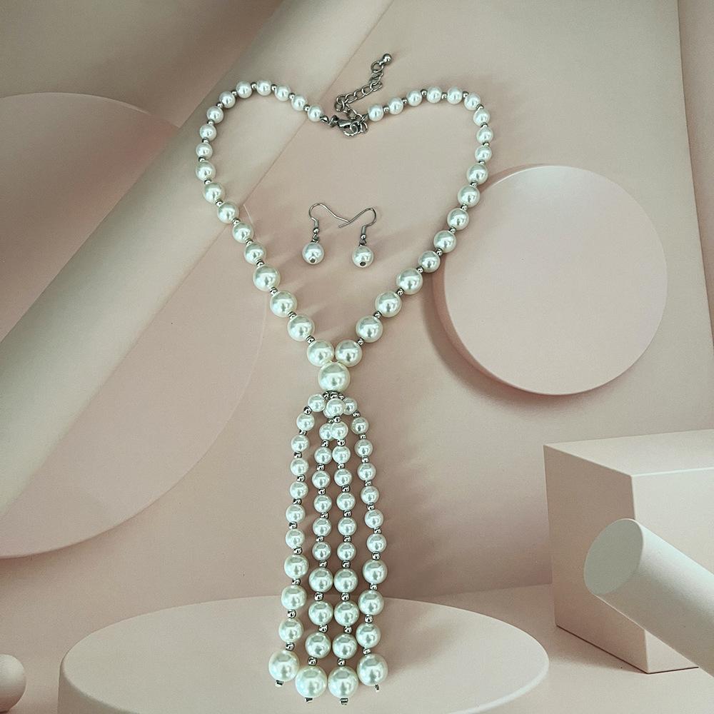 Imitation Pearl Necklace Earring for Women Wedding Party Bridal Jewelry Gift