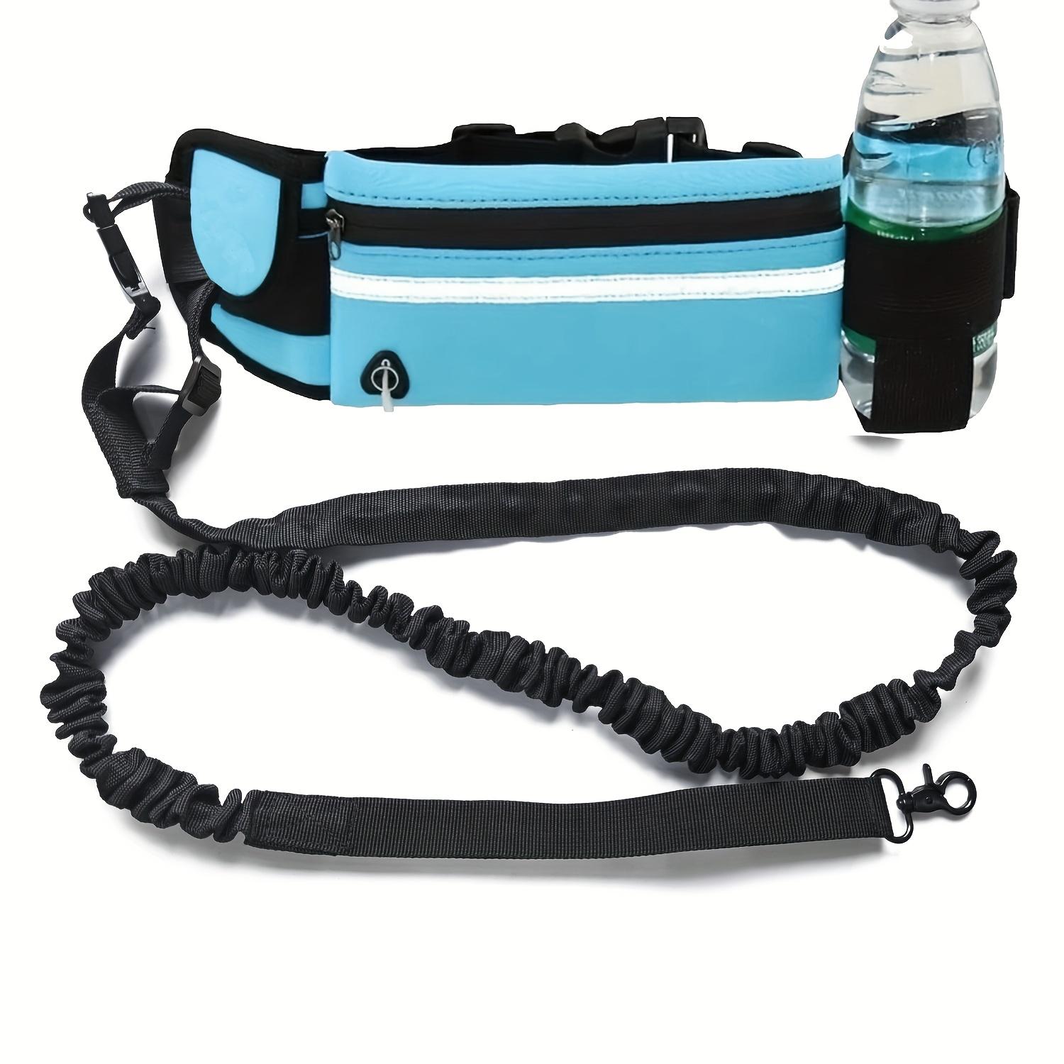 

Hands-Free Dog Leash, Waist Bag with Pouch. Padded Handle & Bungee Rope for Walking, Running, Jogging. синій