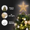 JOYFY 8 Inch Christmas Gold Glitter Star Tree Toppers Metal Lighted with 20 LED Lights for Xmas Holiday Party Indoor Decor