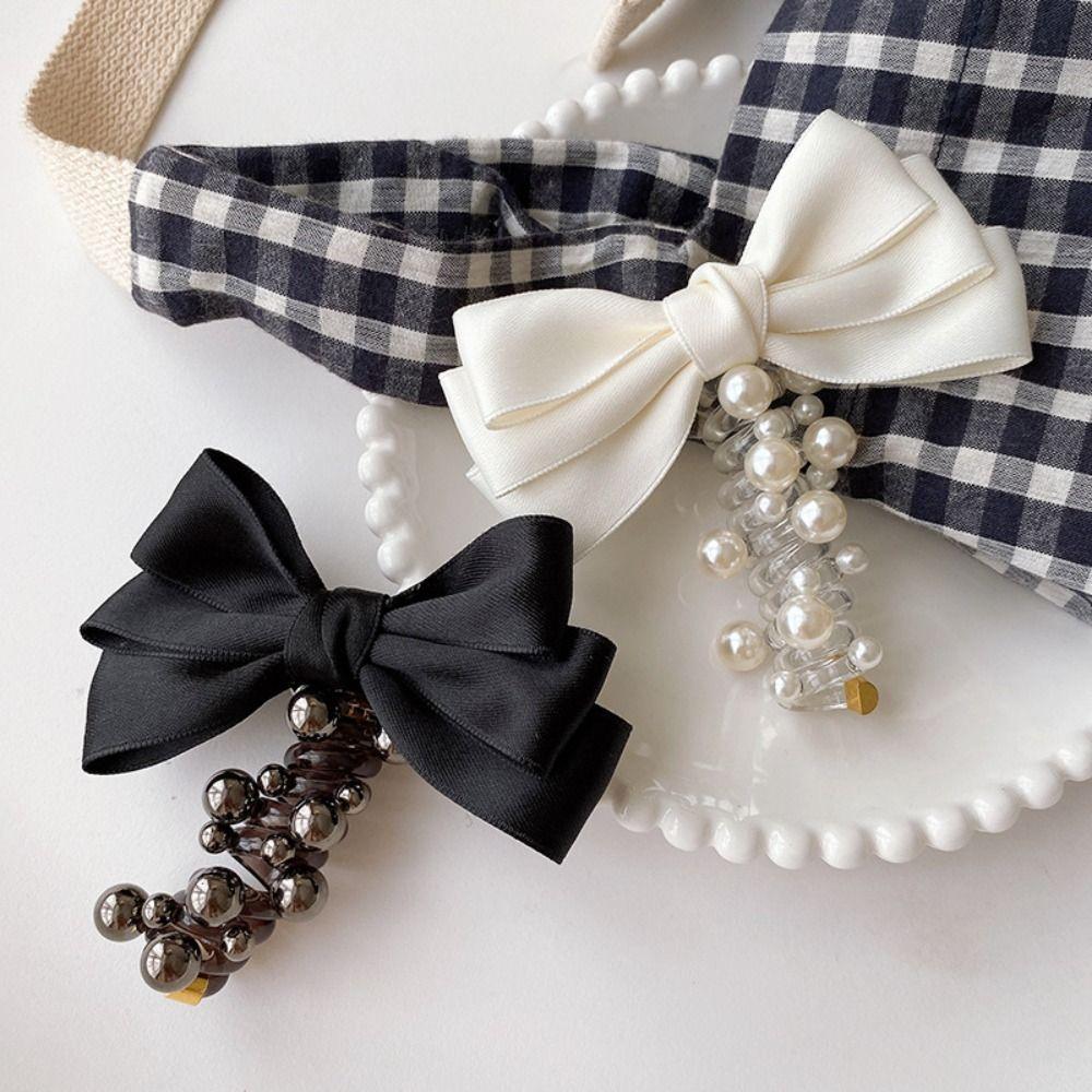 Hair Band Bow Bubble Braided Head Rope Pearl Telephone Line Hair Rope Girls