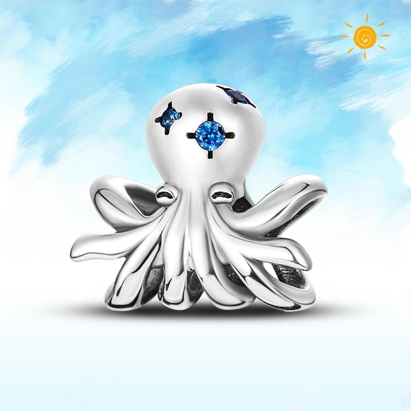 copper Authentic Charm Bead Charms Blue Sea Butterfly Whale CZ Charm Bead Charms Bead Charms Compatible With Authentic Accessories Bracelets Do It You
