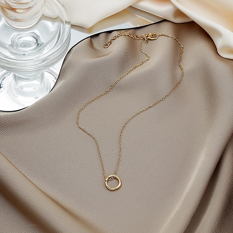 Exaggerated Personality Minimalist Women'S Irregular Round Necklace, Trendy Ring Pendant Collarbone Chain