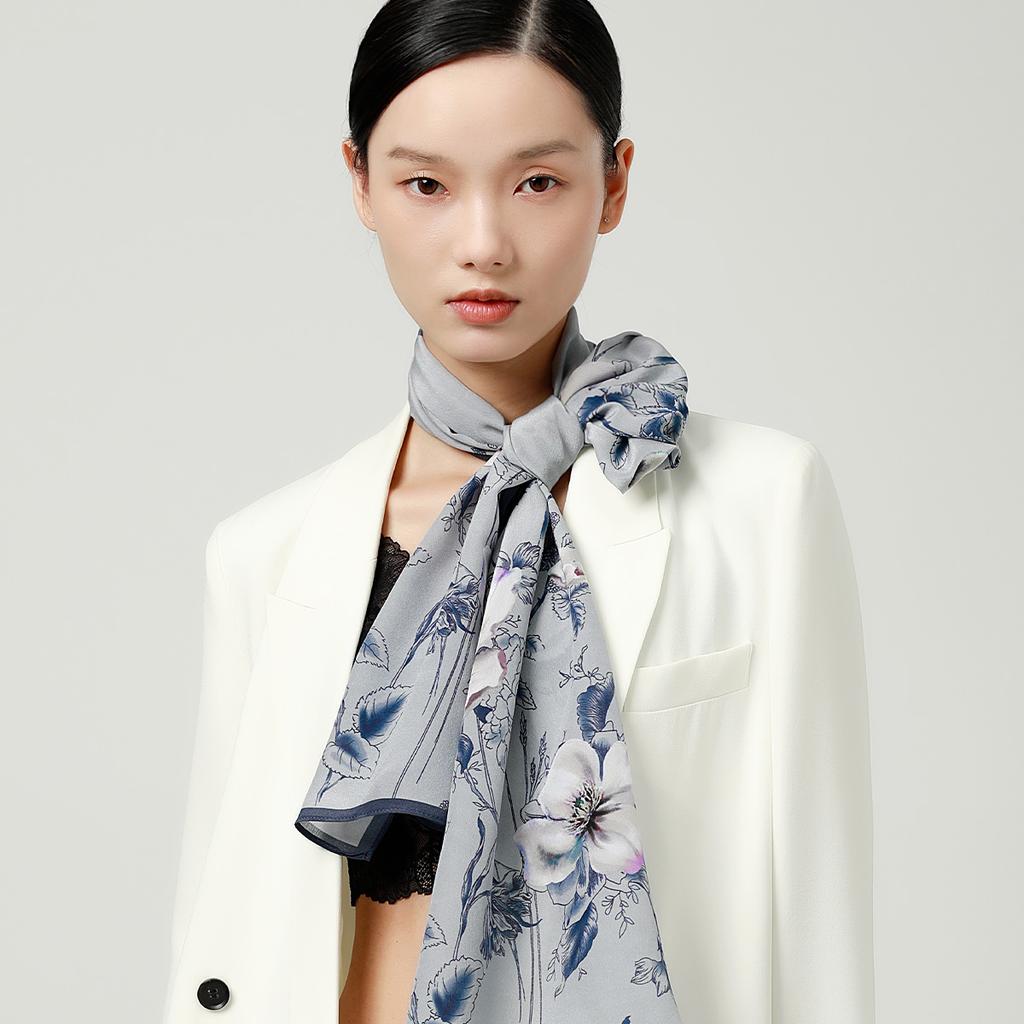 Autumn new 100% mulberry silk heavyweight double crepe long scarf for women's silk scarf and scarf
